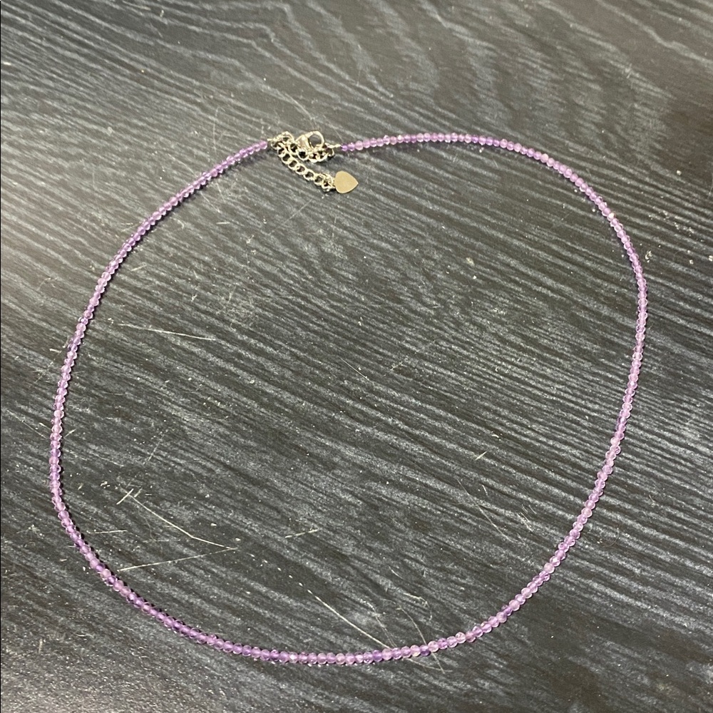Amethyst Purple crystal Beaded Necklace